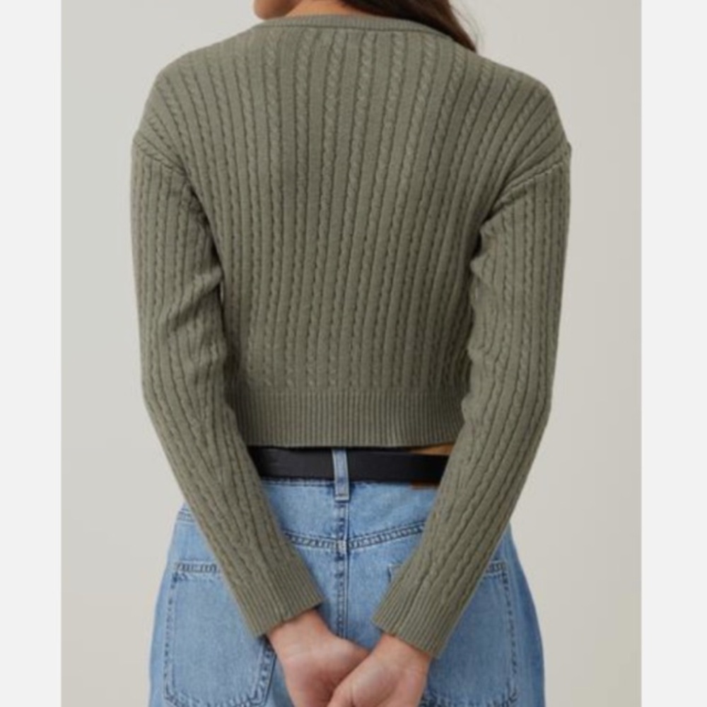 Cotton On Green Crew Neck Sweater with Ribbed Knit - Picture 2 of 4